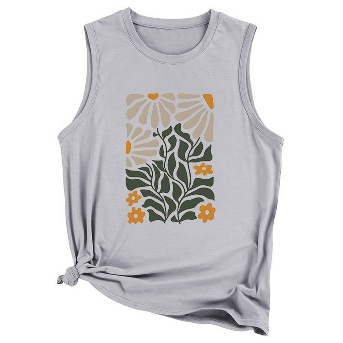 ntage Yellow Flower Vest for Women, Sleeveless_CWTTSL0414