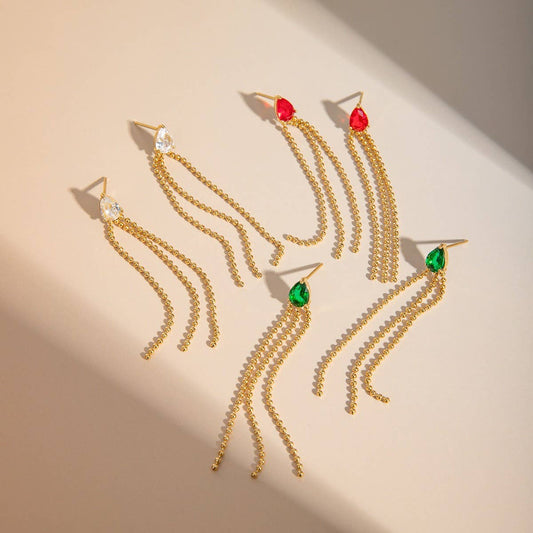 ELEGANT TEARDROP SHAPED TASSEL EARRINGS