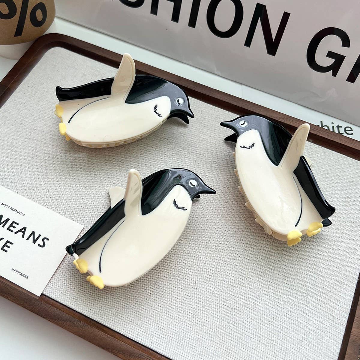 Cute Penguin Acetate Shark Hair Claw Clip