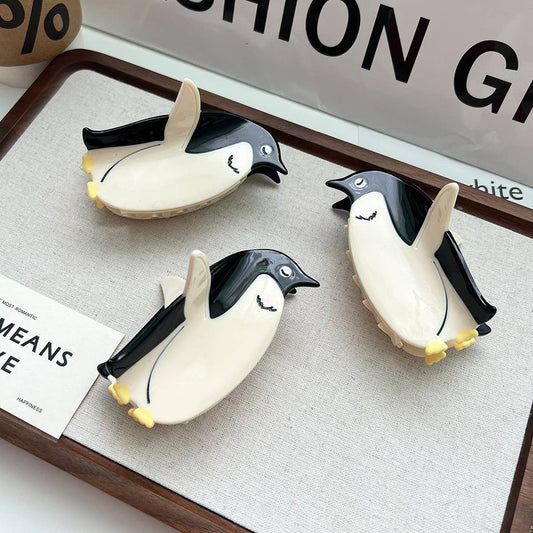 Cute Penguin Acetate Shark Hair Claw Clip