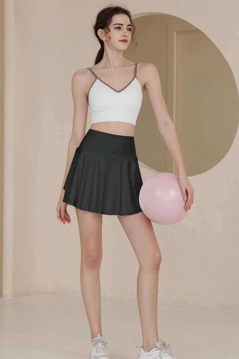 CWBSS0173_HIGH WAISTED ANTI SLIP YOGA SHORT SKIRT