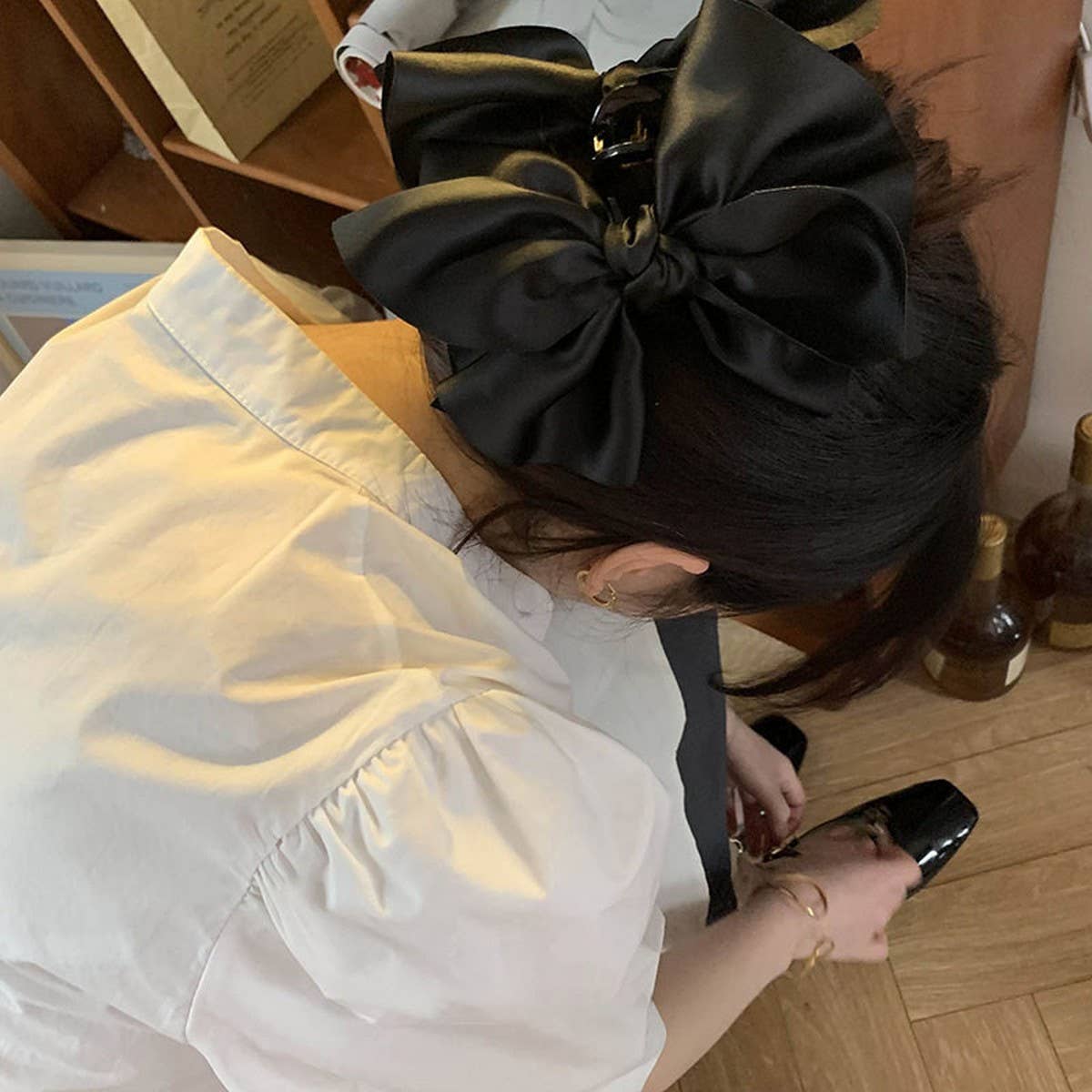 Large Satin Bow Hair Claw - Chic Short Hair Clip