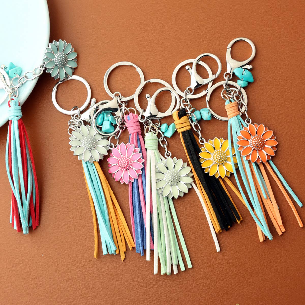 PUNK FLUORESCENT SUNFLOWER KEYCHAIN_CWMM1307