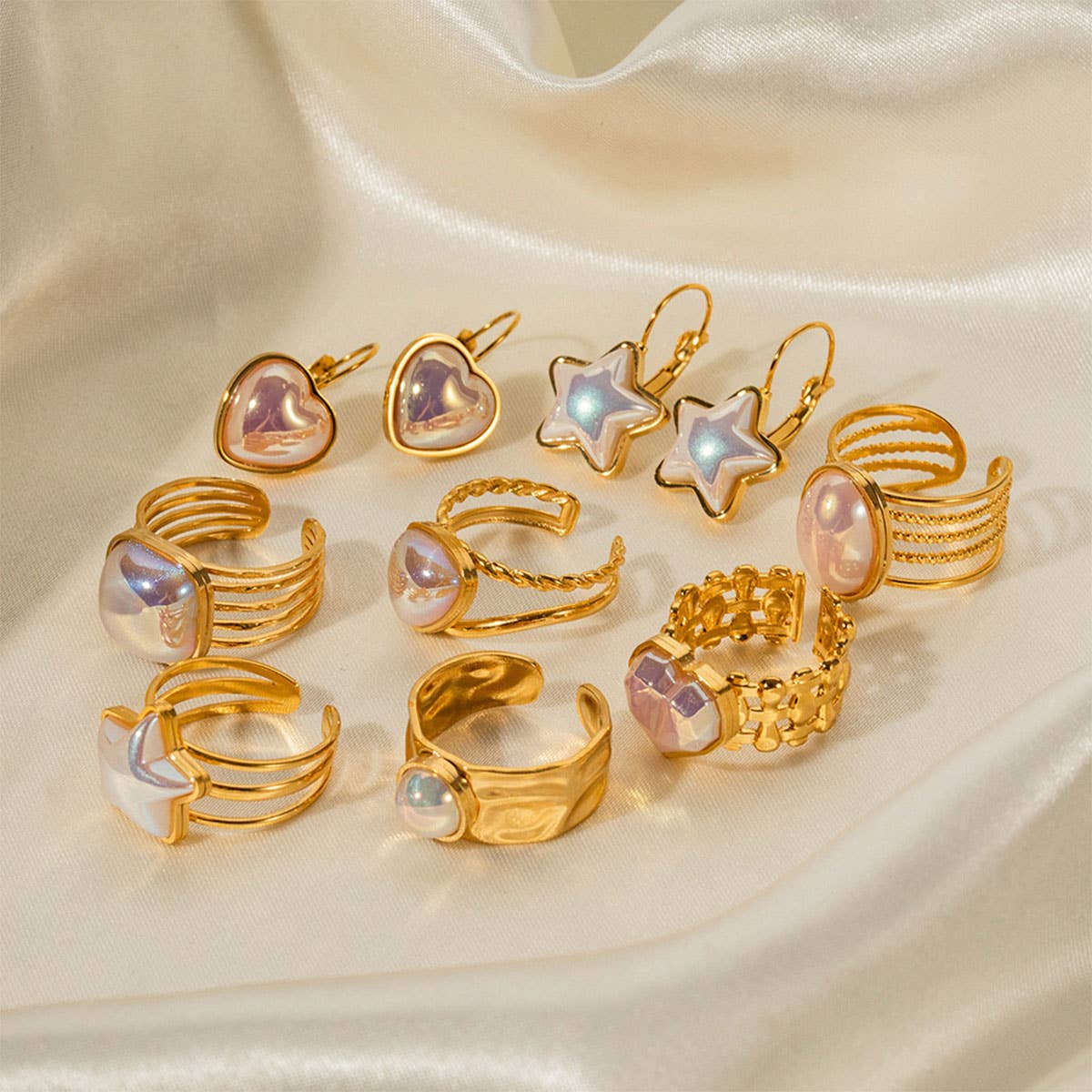 STAINLESS STEEL MAGIC PEARL RINGS，EARRINGS_CWAJE0624