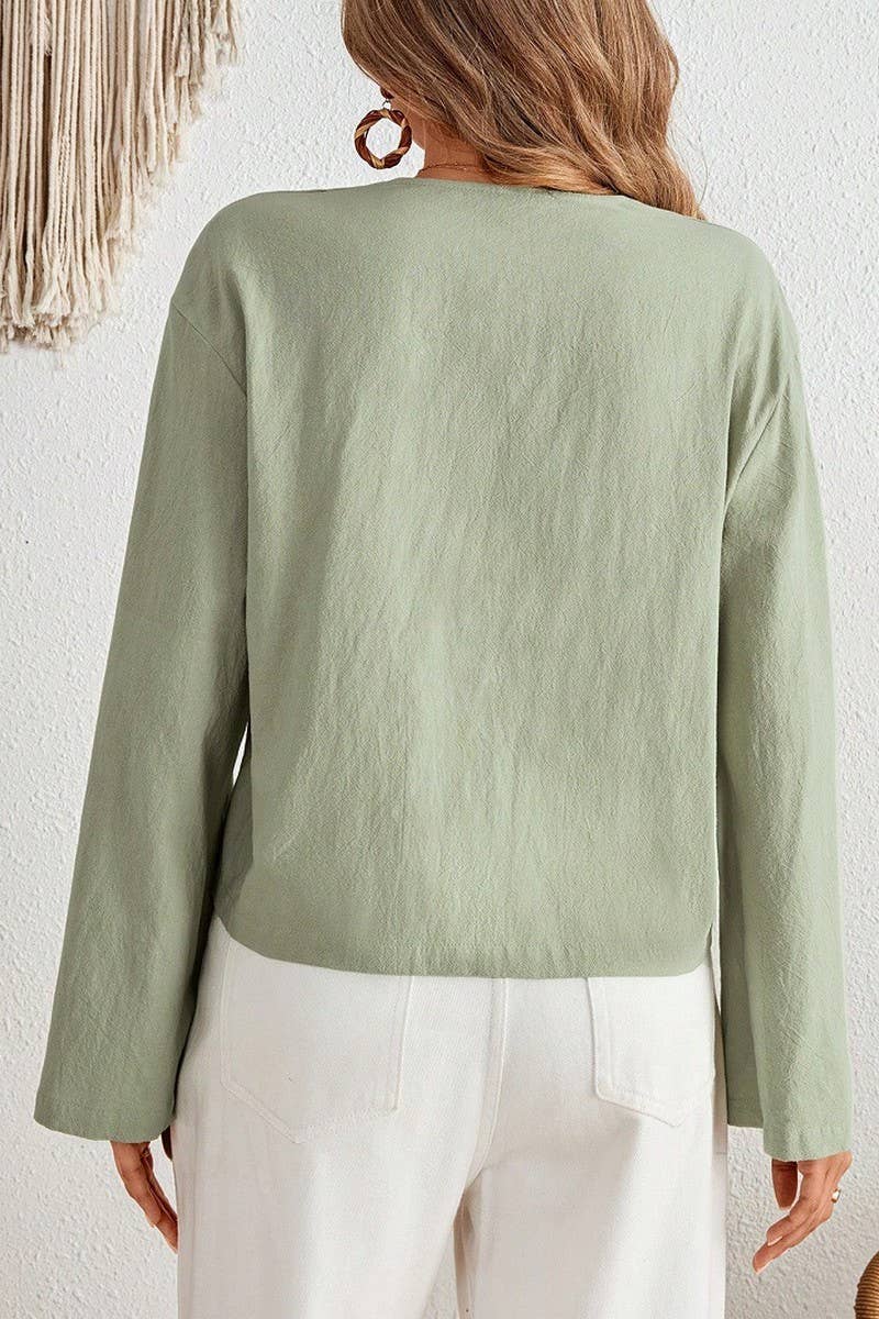 CWTBLL01153_TIE FRONT LIGHTWEIGHT FLARE SLEEVE CARDIGAN