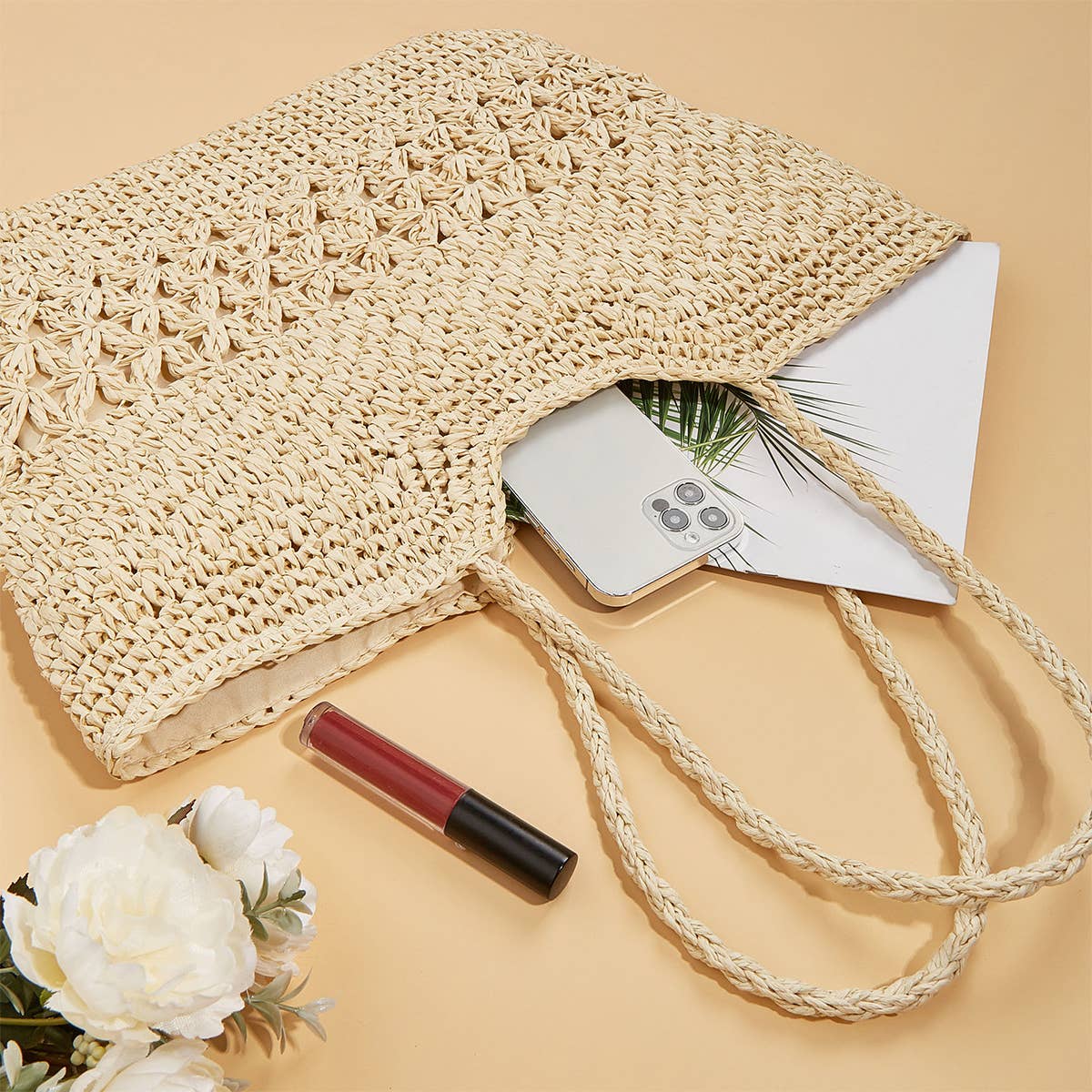 WOMEN FASHION SIMPLE HOLLOW TOTE BAGS_CWAB0808