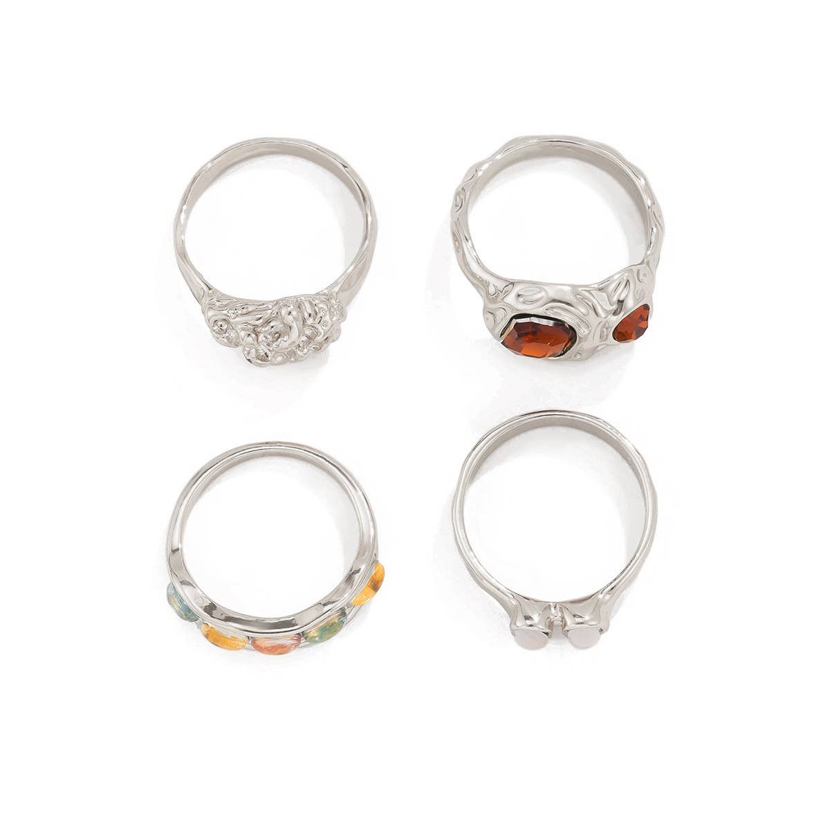 WOMEN'S GEOMETRIC ALLOY DIAMOND RING SET