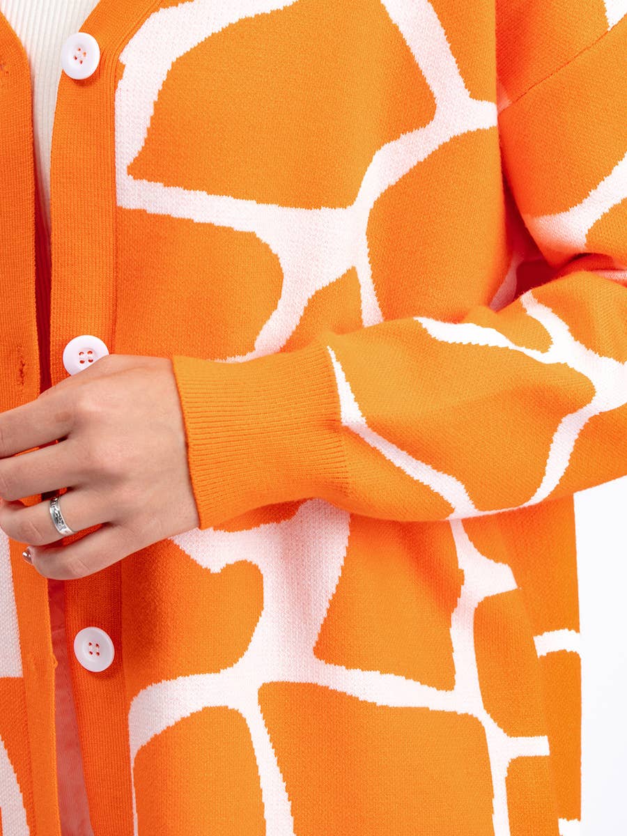 AUTUMN/WINTER JACQUARD KNIT V-NECK LONG COAT