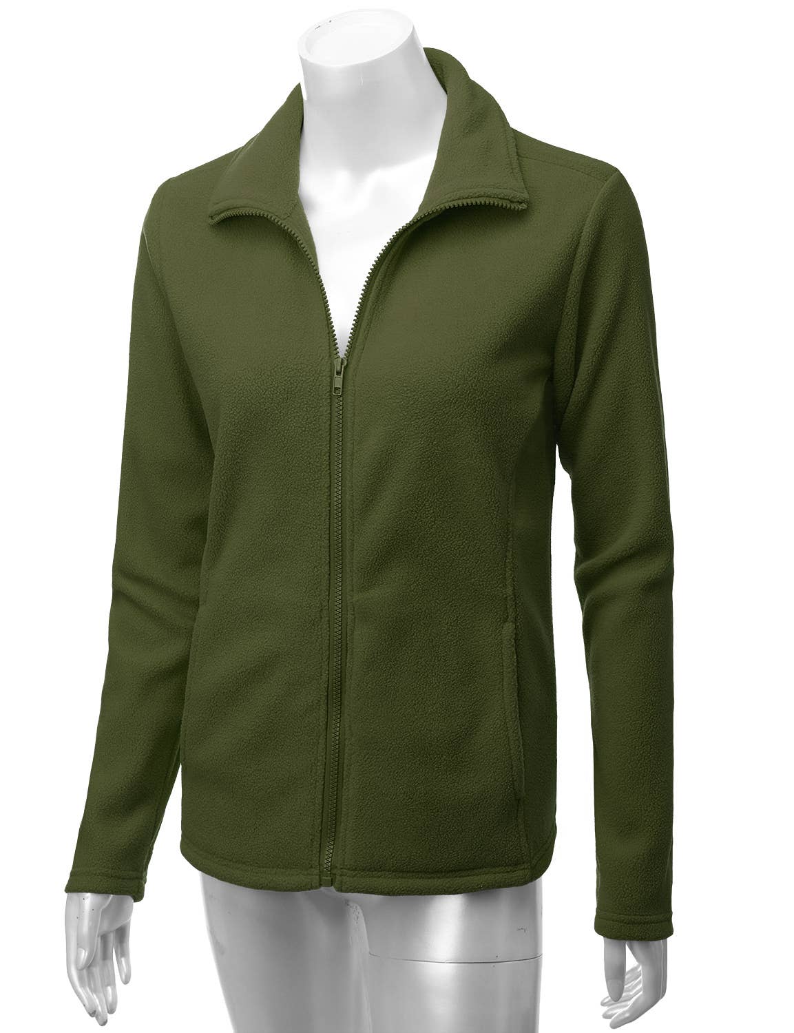 CWOJA693_Long Sleeve Full-Zip Thermal Basic Fleece Jacket