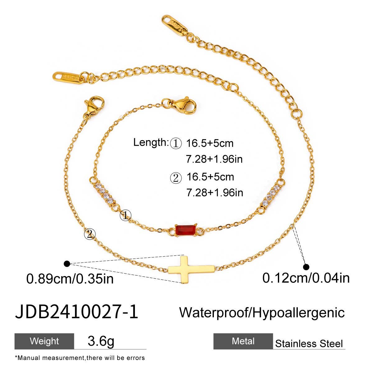Titanium Double Layer Zodiac & Cross Bracelet