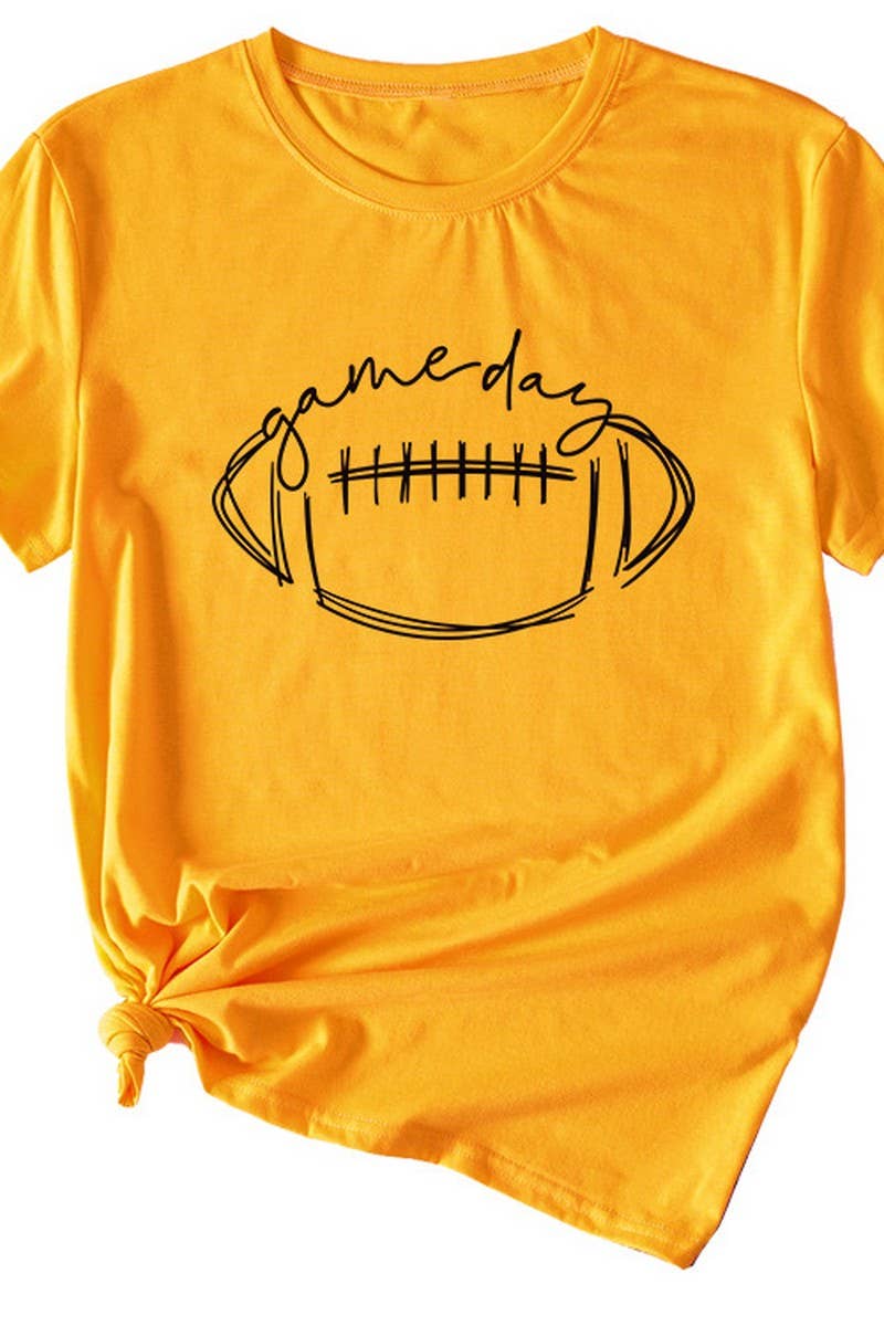 CWTTS0587_WOMEN GAME DAY PRINTING SHORT SLEEVE T SHIRT TOP