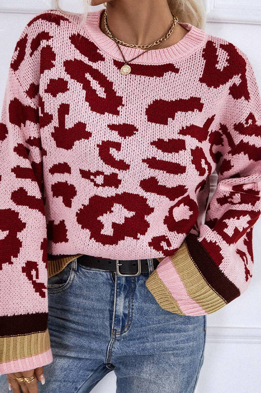 CREW-NECK LEOPARD JACQUARD SWEATER