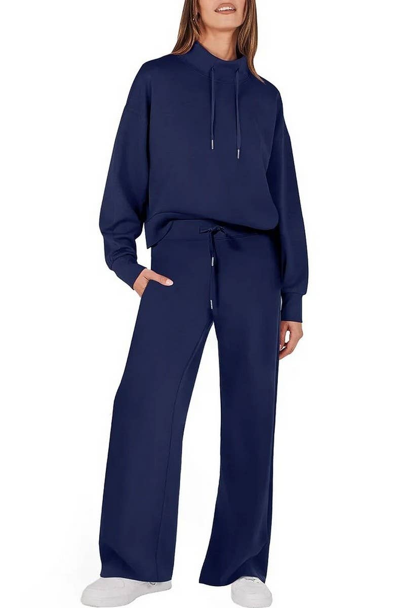 CWSS01306_FASHIONABLE CASUAL DRAWSTRING COMMUTER SUIT