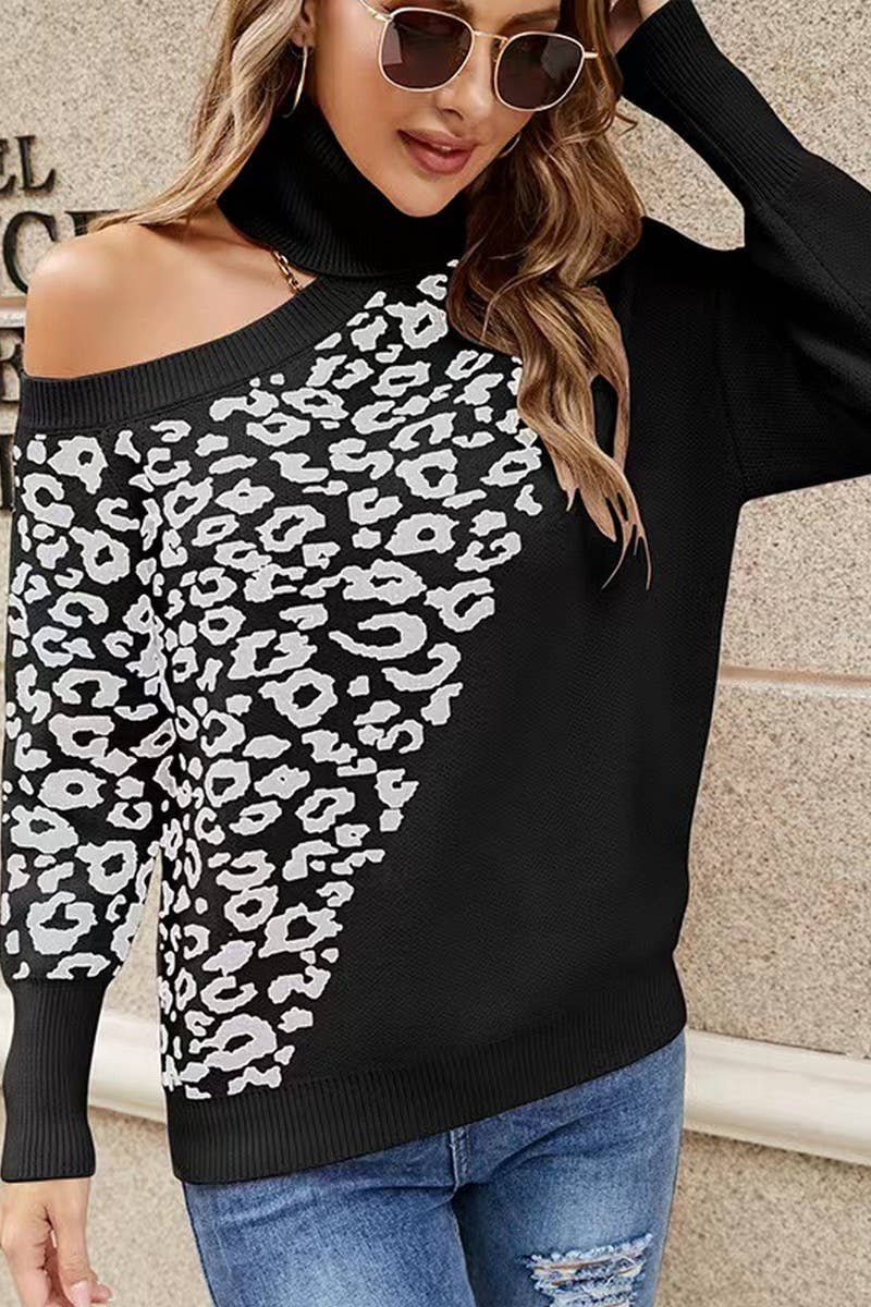 CWOSWL6268_LEOPARD PRINT OFF-SHOULDER KNITTED SWEATER