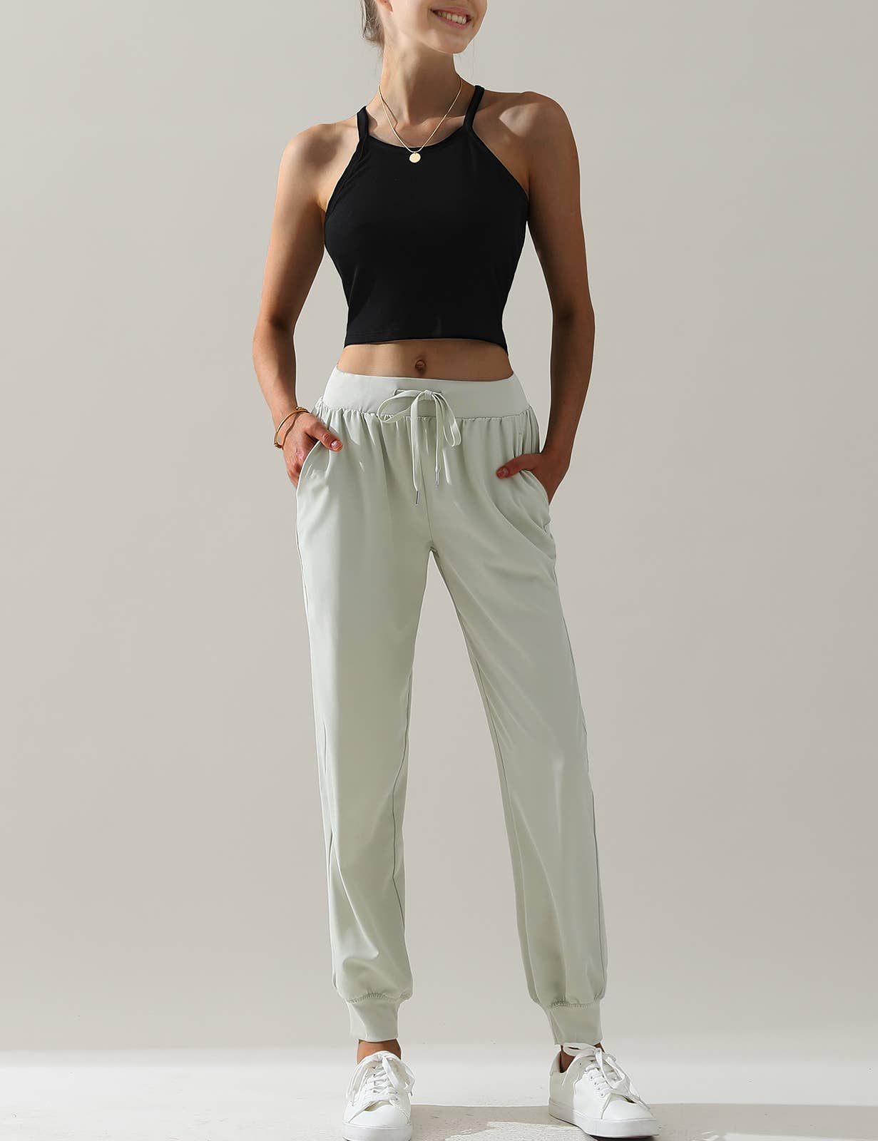 CWBLP423_Elastic Band Waist With Side Pocket Pants