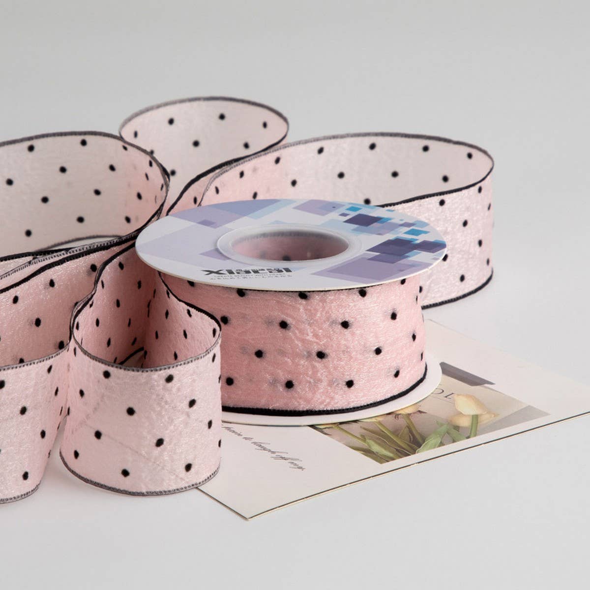 POLKA DOT FLOCKING RIBBON HANDMADE DIY BOW RIBBON_CWMM5781