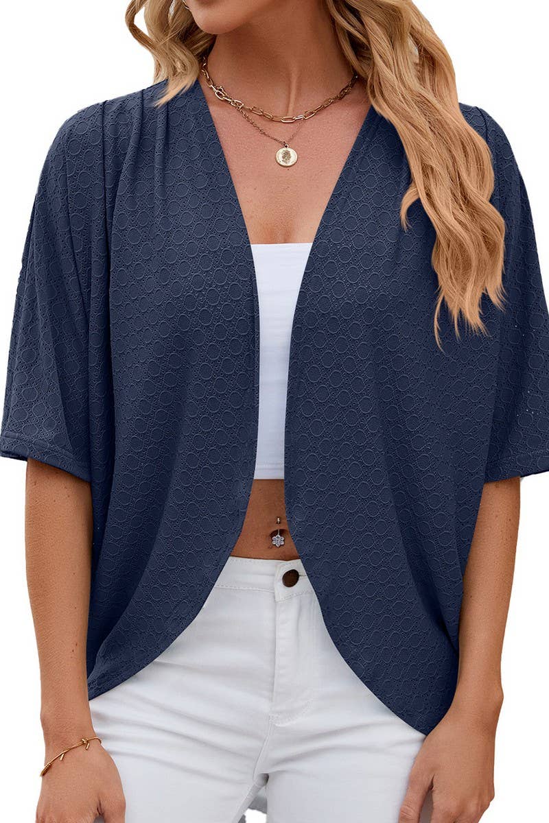 CWOCAS0036_SOLID COLOR CIRCLE SHORT SLEEVE CARDIGAN