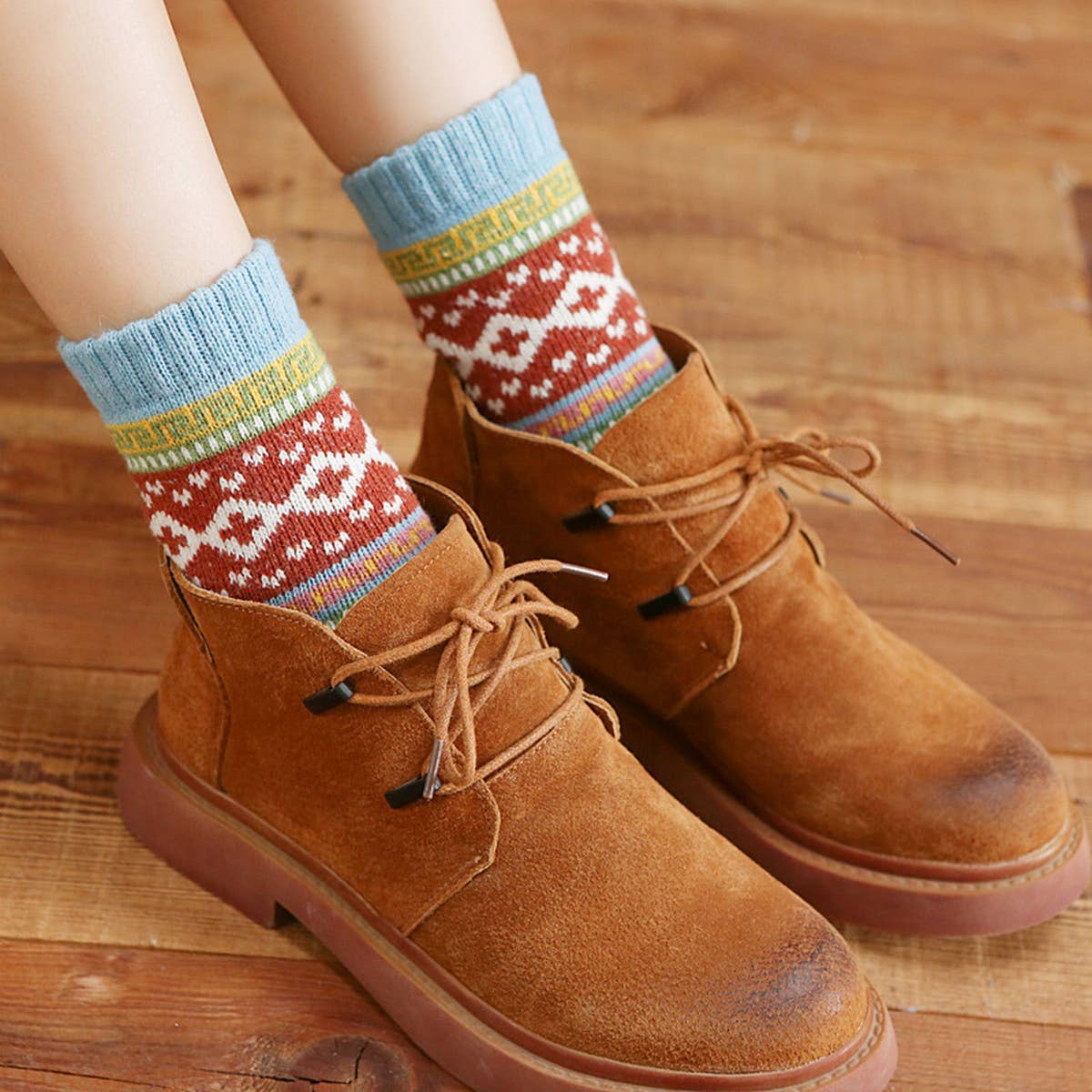 5pr/Set Retro Ethnic Style Socks For Men Winter_CWMS0680