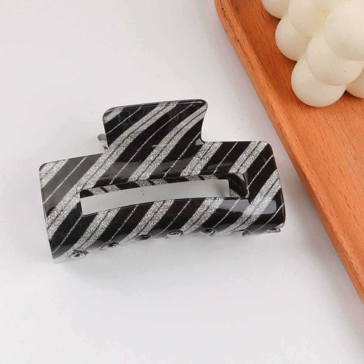 CWAHA1416_TWILL IRREGULAR RECTANGLE HAIR CLAW CLIP