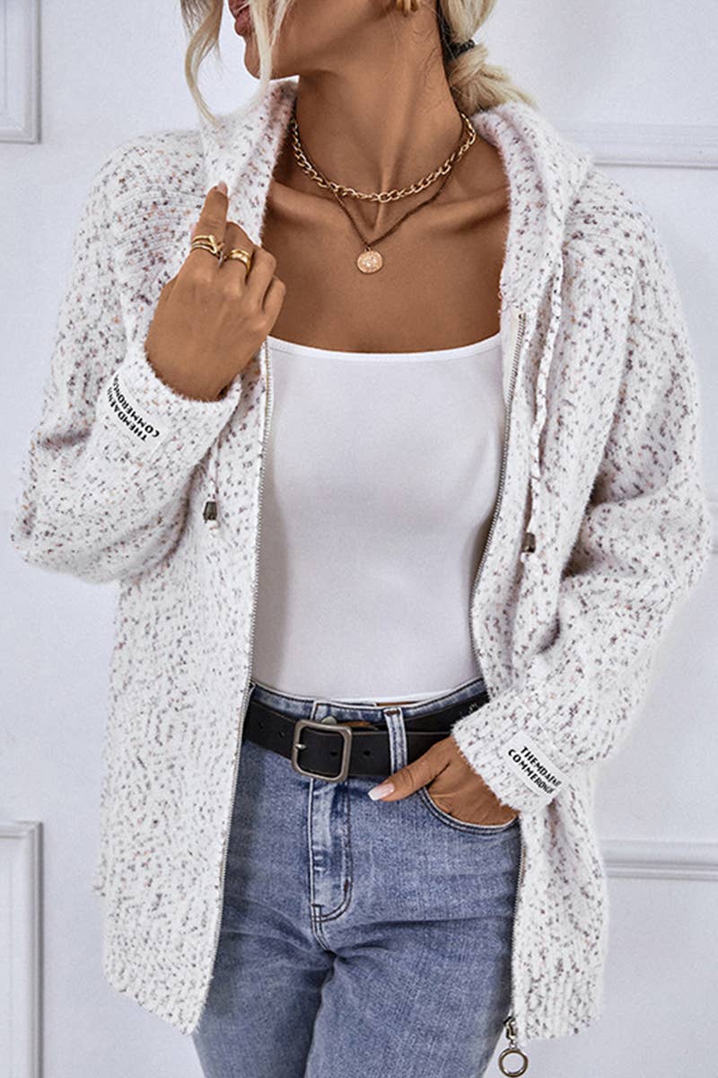CWOCAL0349 Casual Zip-Up  Hoodie Cardigan Sweater