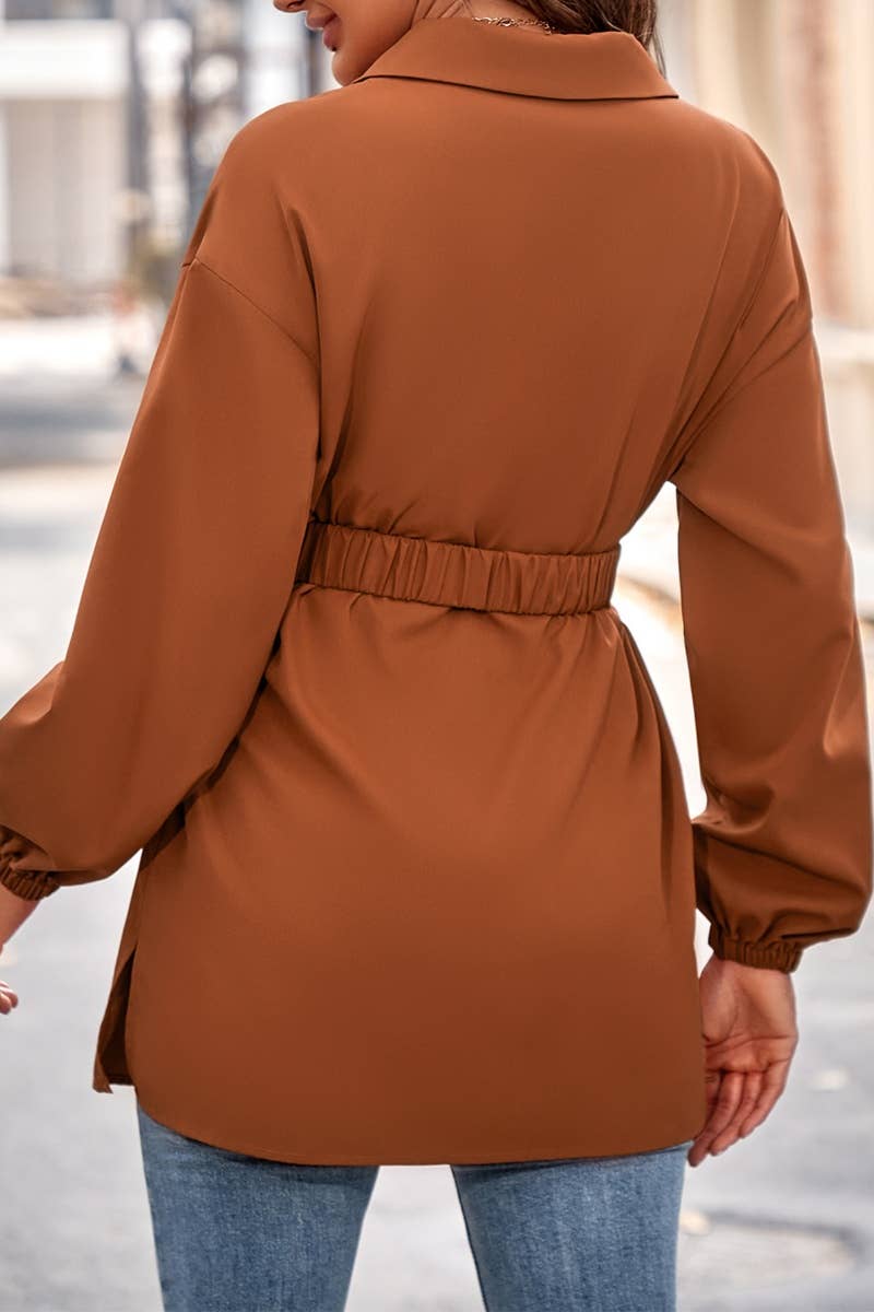 CWTSTL2400_SINGLE BREASTED LONG SLEEVE SHIRT COAT TOP