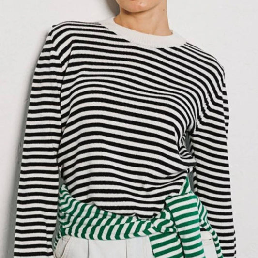 CREW NECK STRIPED COMMUTER STRIPED SWEATER