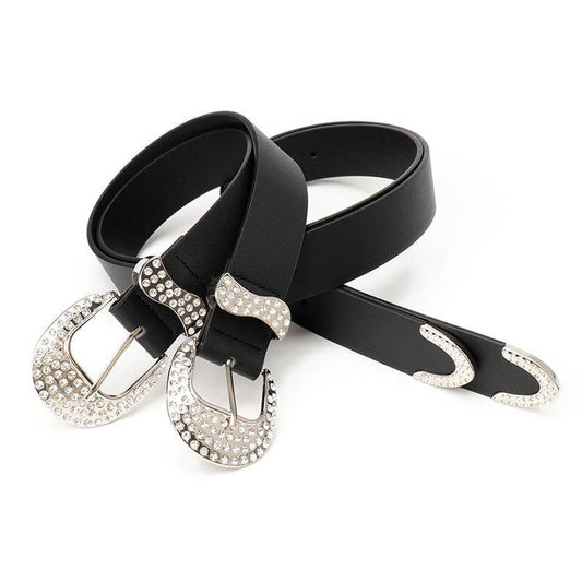 Y2k retro diamond-encrusted women's belt