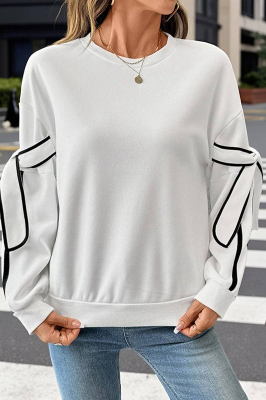 CWTBLL00768_COLORBLOCK BOW DETAIL CREWNECK SWEATSHIRT
