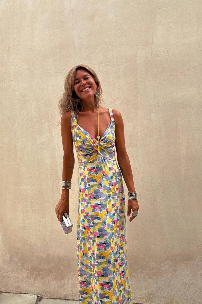 CWDMD5926_SUMMER V-NECK SLIM SUSPENDER LONG DRESS