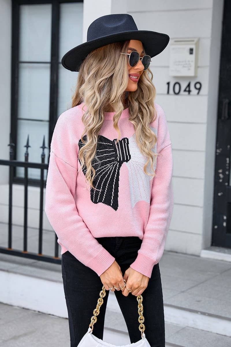 CWOSWL3101_BOW COLORBLOCK PULLOVER SWEATER