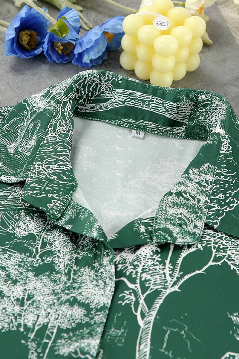 CWSPJ0358_PRINTED LOOSE COMFORTABLE LACE-UP NIGHTDRESS