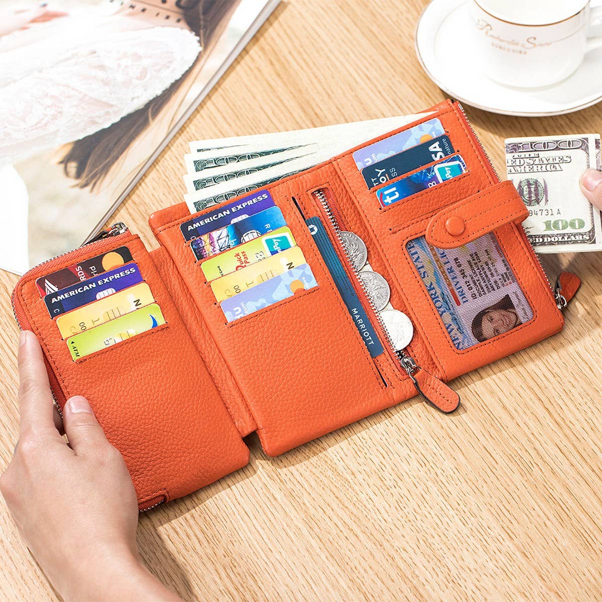 SOFT LEATHER SHORT STYLISH FOLDING LEATHER WALLET_CWAB3779