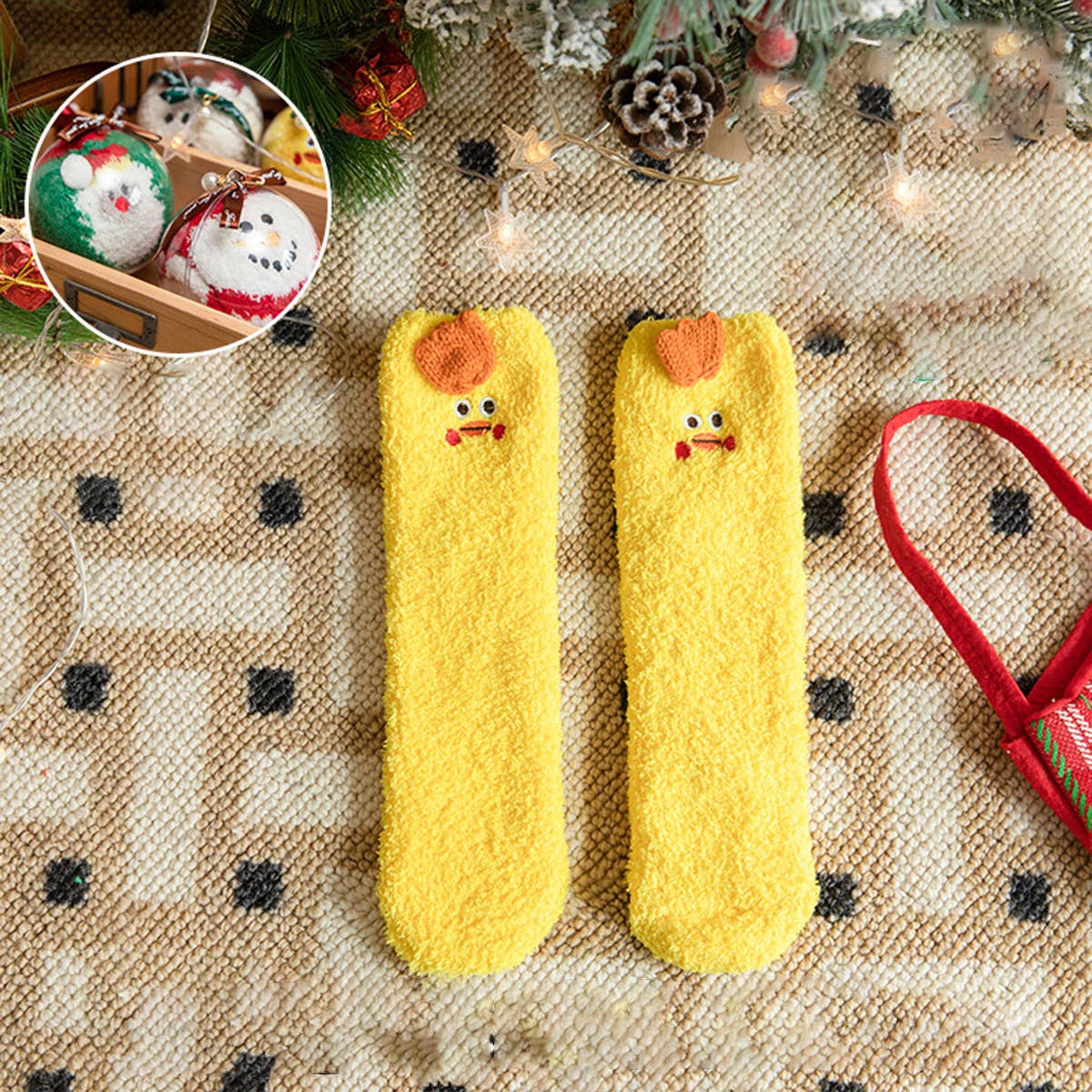SANTA CLAUS FUZZY CHRISTMAS SOCKS GIFTS FOR WOMEN