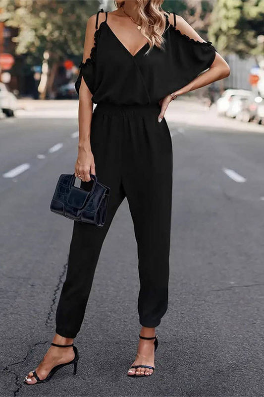 CWSBSS0059_STRAPLESS CROSS-NECK LOOSE WAIST JUMPSUIT