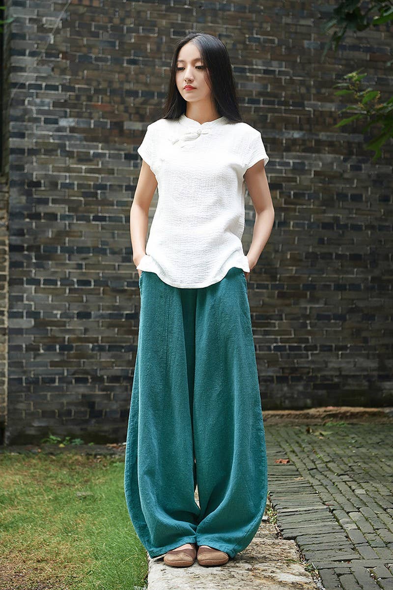 CWBLP1375_COTTON AND LINEN WASHED LOOSE CASUAL BLOOMERS