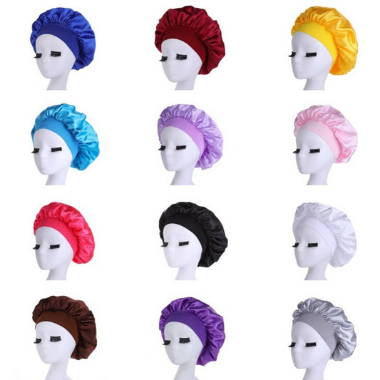 CWAHA6427_WIDE BRIM HIGH ELASTIC SATIN NIGHTCAP