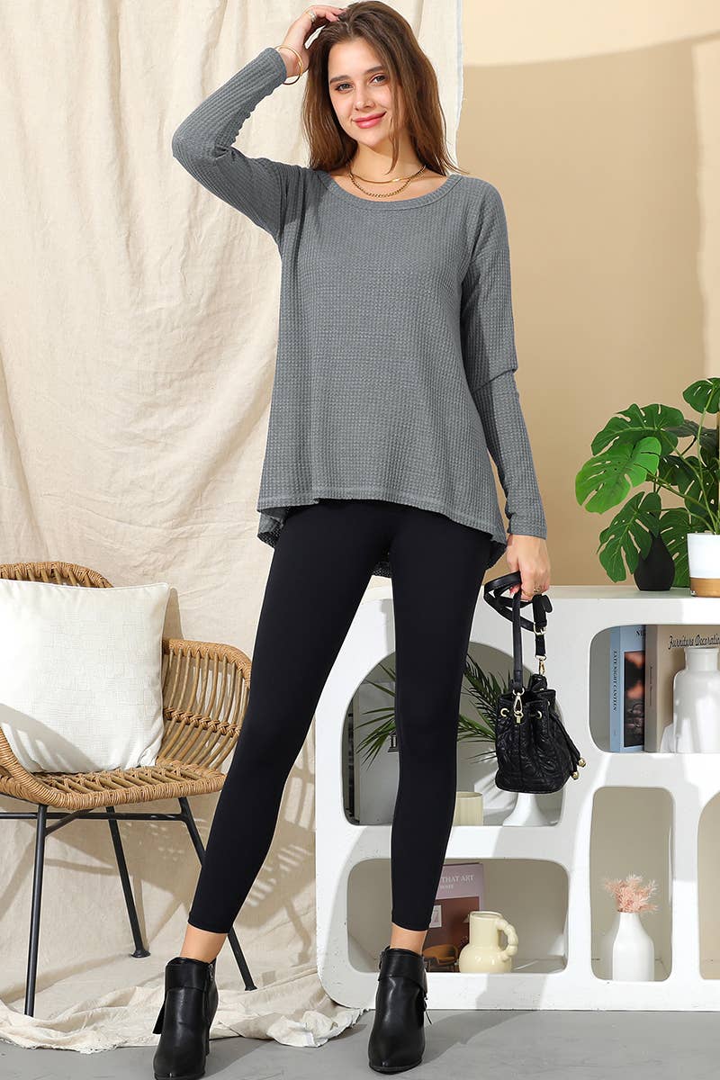 CWTTL975_LONG SLEEVE ROUND NECK WIDE HEM TUNIC TOP