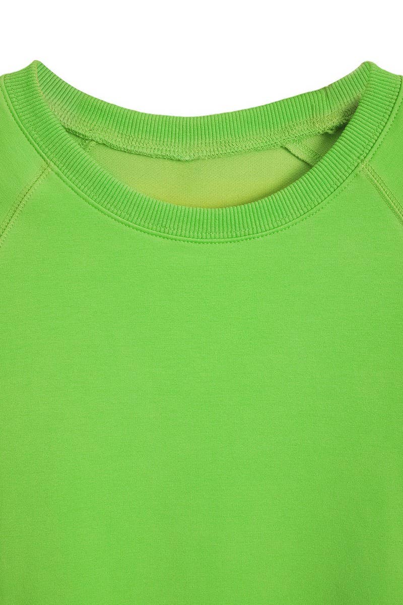 CWTBLL01327_ROUND NECK SOLID COLOR HORN SLEEVE SWEATSHIRT