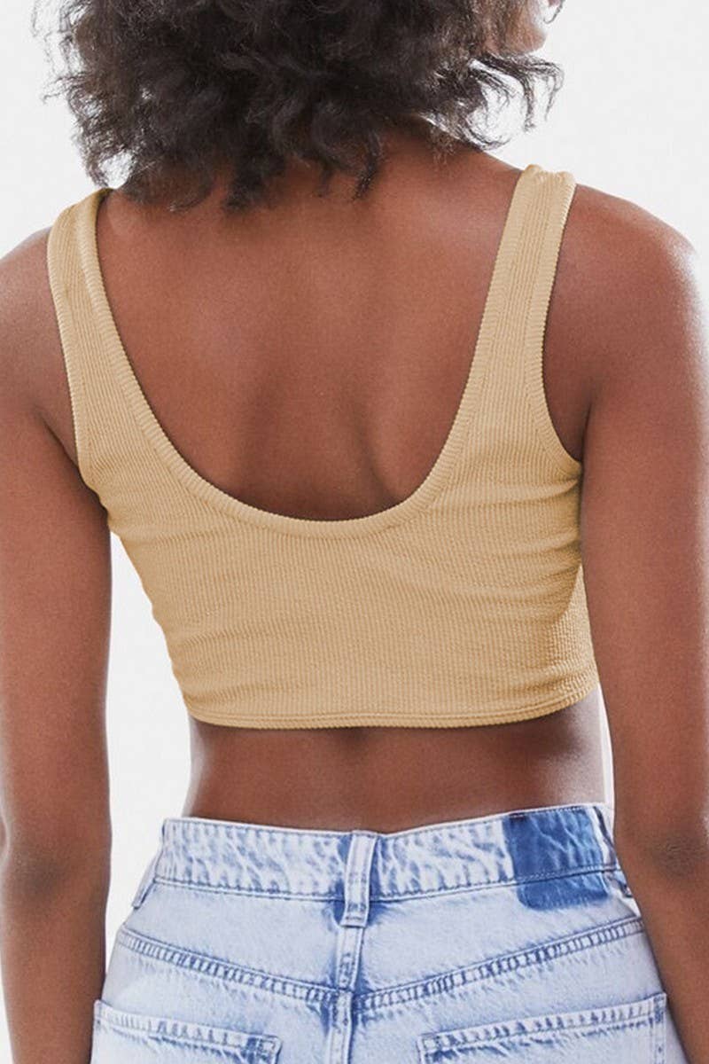 CWTTK0812_RIBBED SOLID HERRINGBONE CAMISOLE TOP