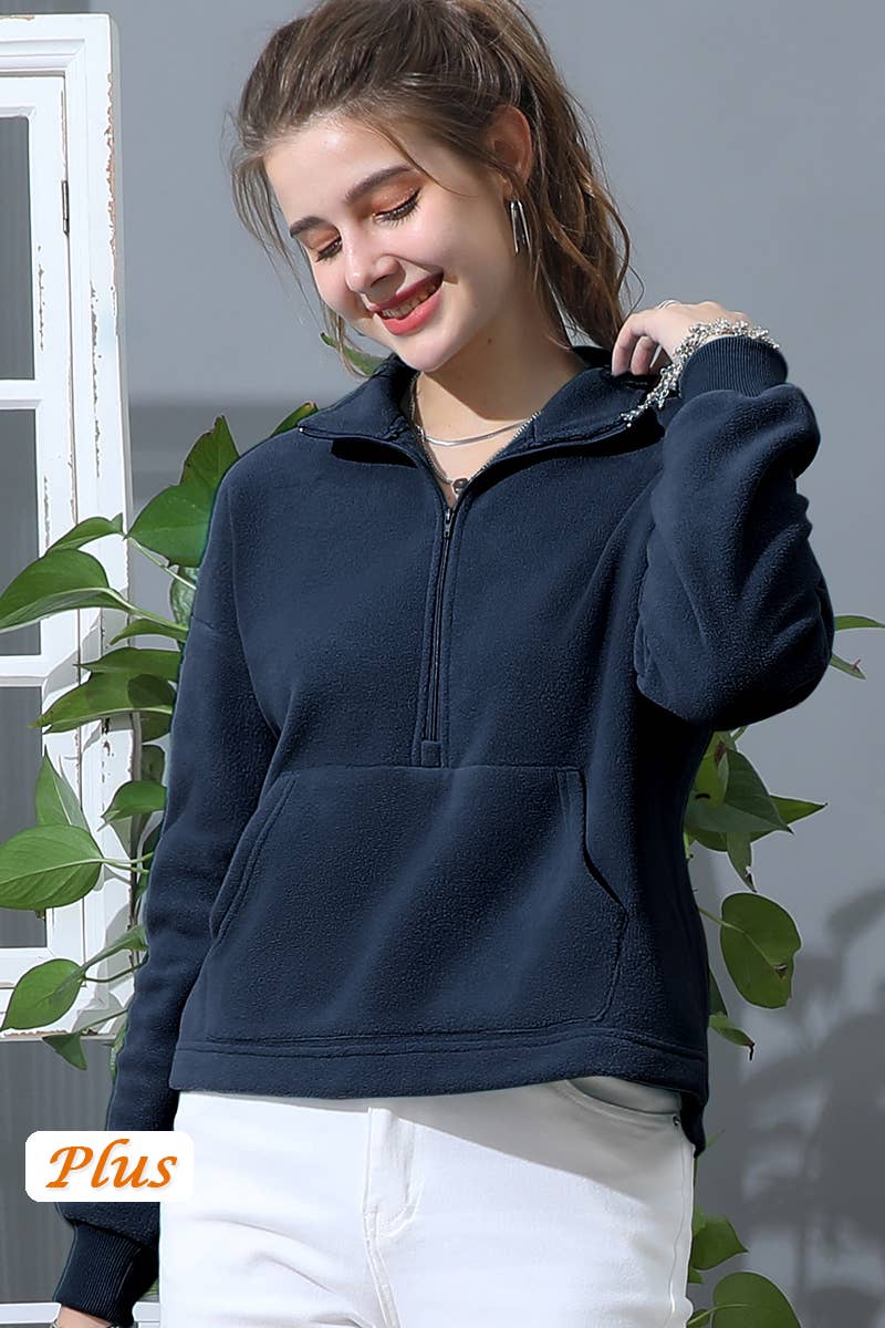 CWOJA705-P_NECK HALF ZIP UP FLEECE PULLOVER ANORAK JACKET