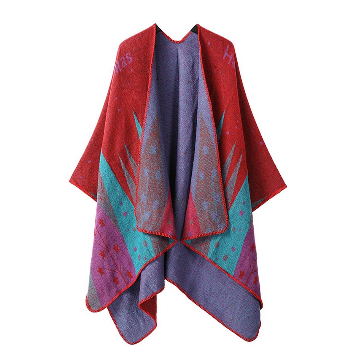 FAUX CASHMERE SLIT SHAWL SCARF CAPE COAT CLOAK
