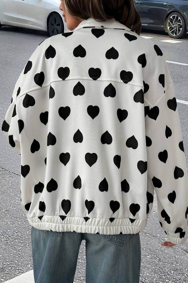 CWOJA1755_HEART PRINT COLLAR ZIP-UP JACKET