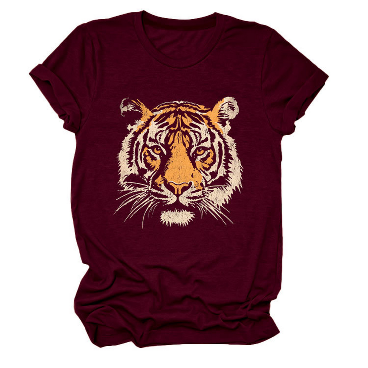 Women?™s Summer Tee with Stylish Tiger Print_CWTTSL0494