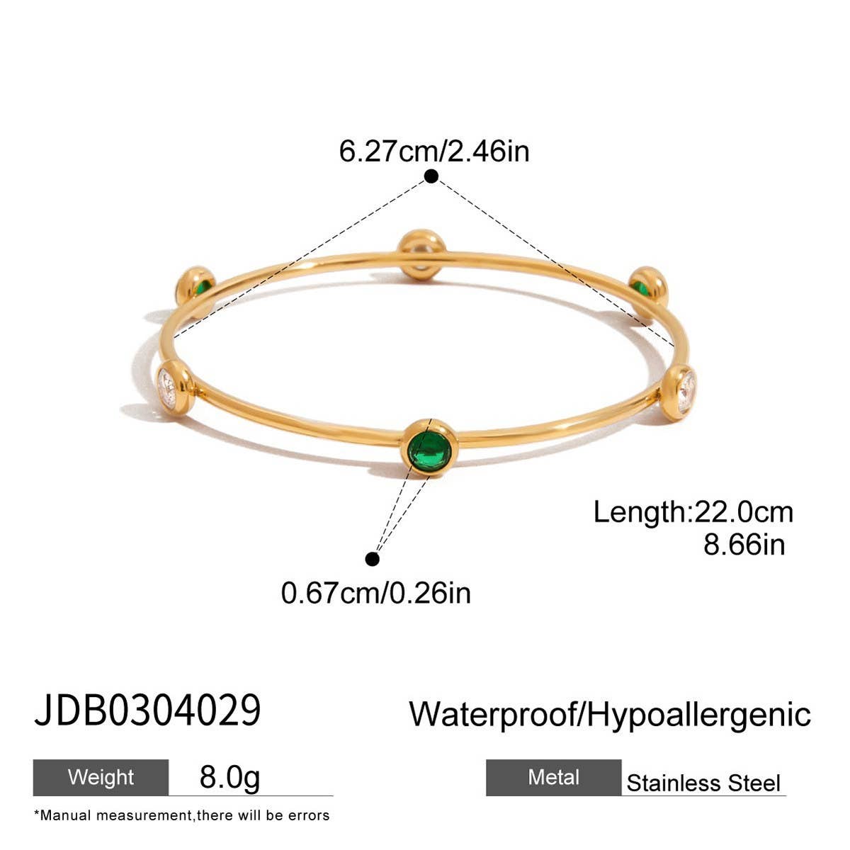 Classic 18K Gold Pearl Bangle, Stainless Steel