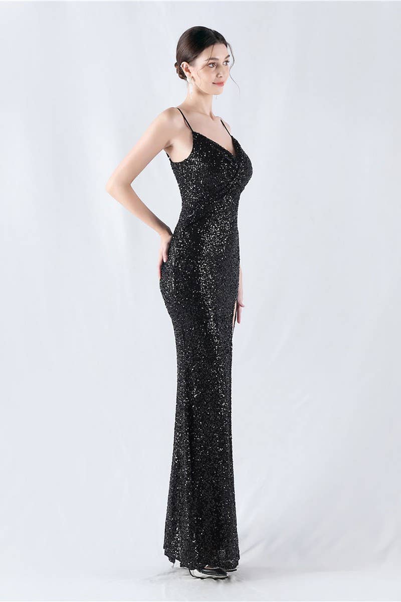 CWDMD4825_ELEGANT SEXY HIGH-SLIT SLING EVENING DRESS