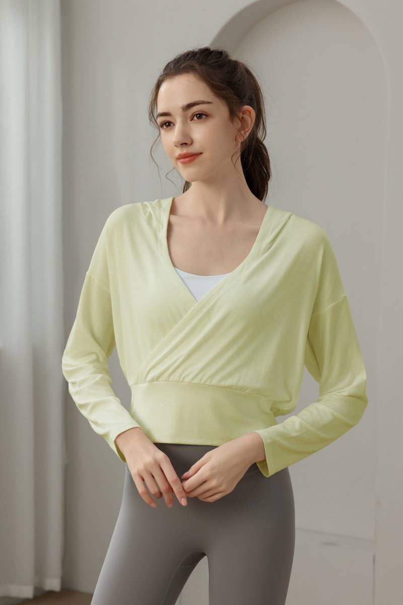 CWTBLL3629_NEW STYLE SPORTS LOOSE YOGA JACKET HOODED TOP