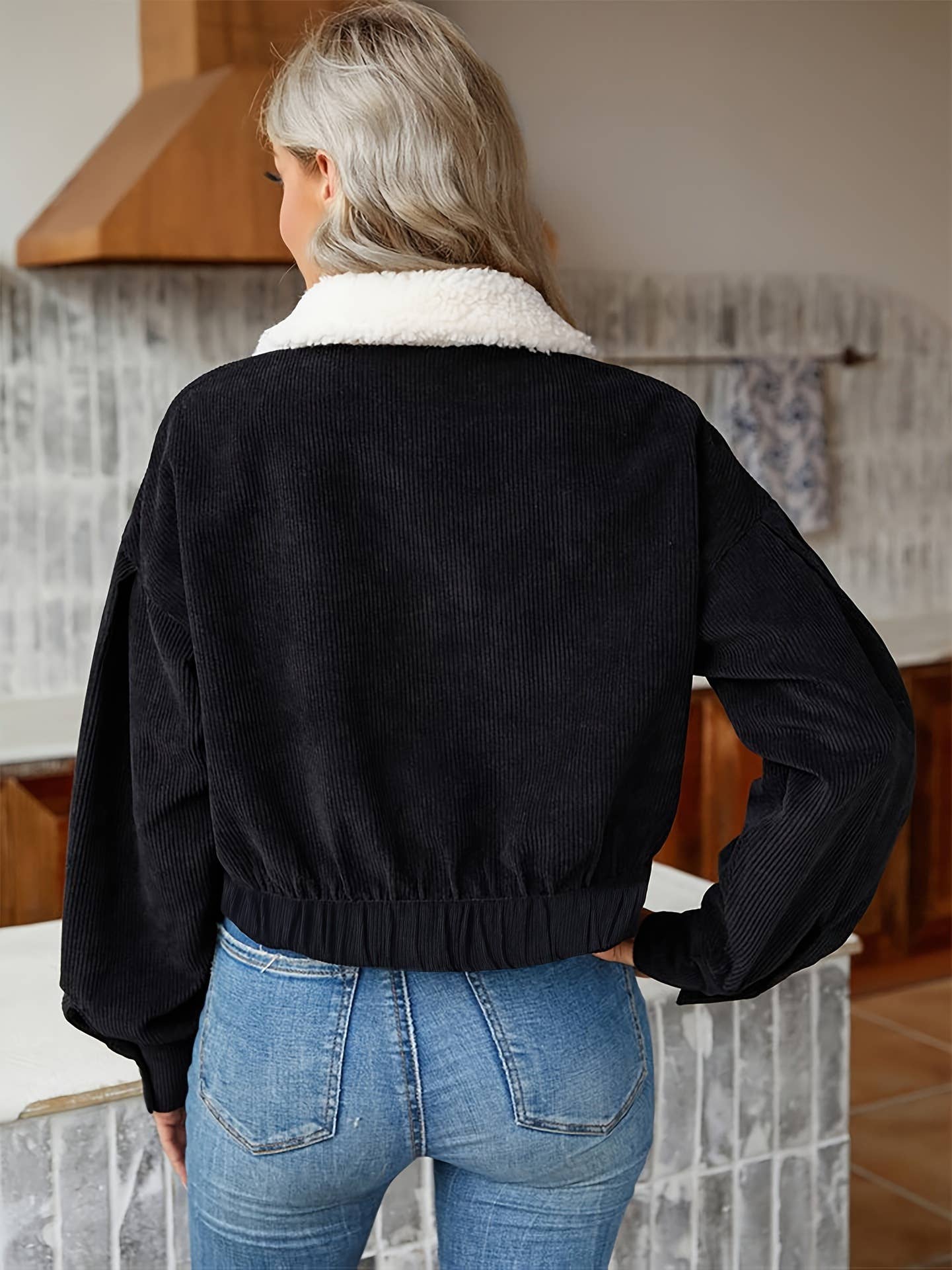 Casual lapel woolen corduroy jacket