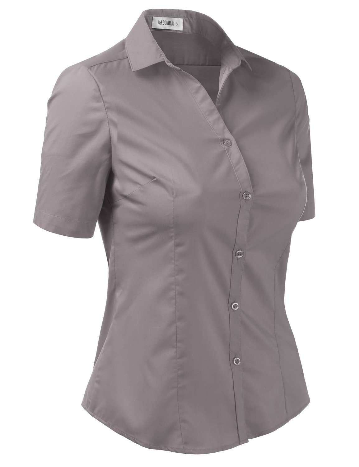 CWTSTS122_Short Sleeve Button Down Collar Shirt Blouse