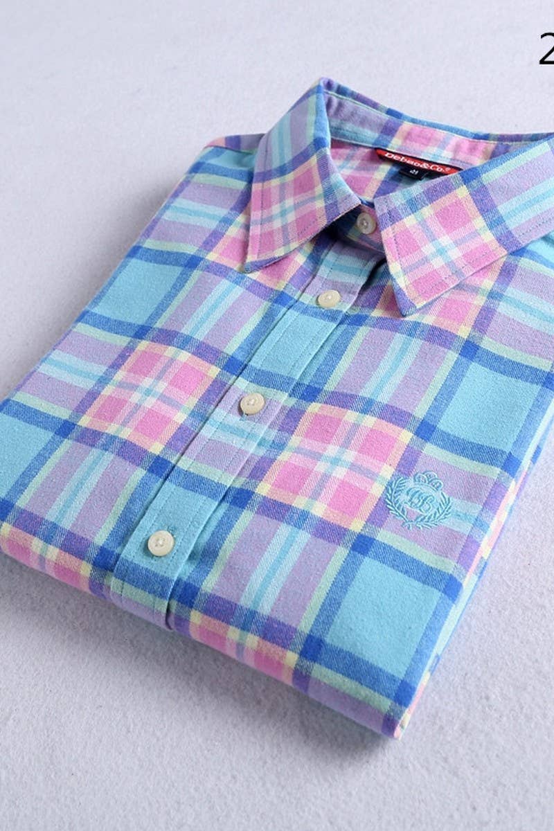 CWTSTL2241_LAPEL BRUSHED FLANNEL THICKENED PLAID SHIRT