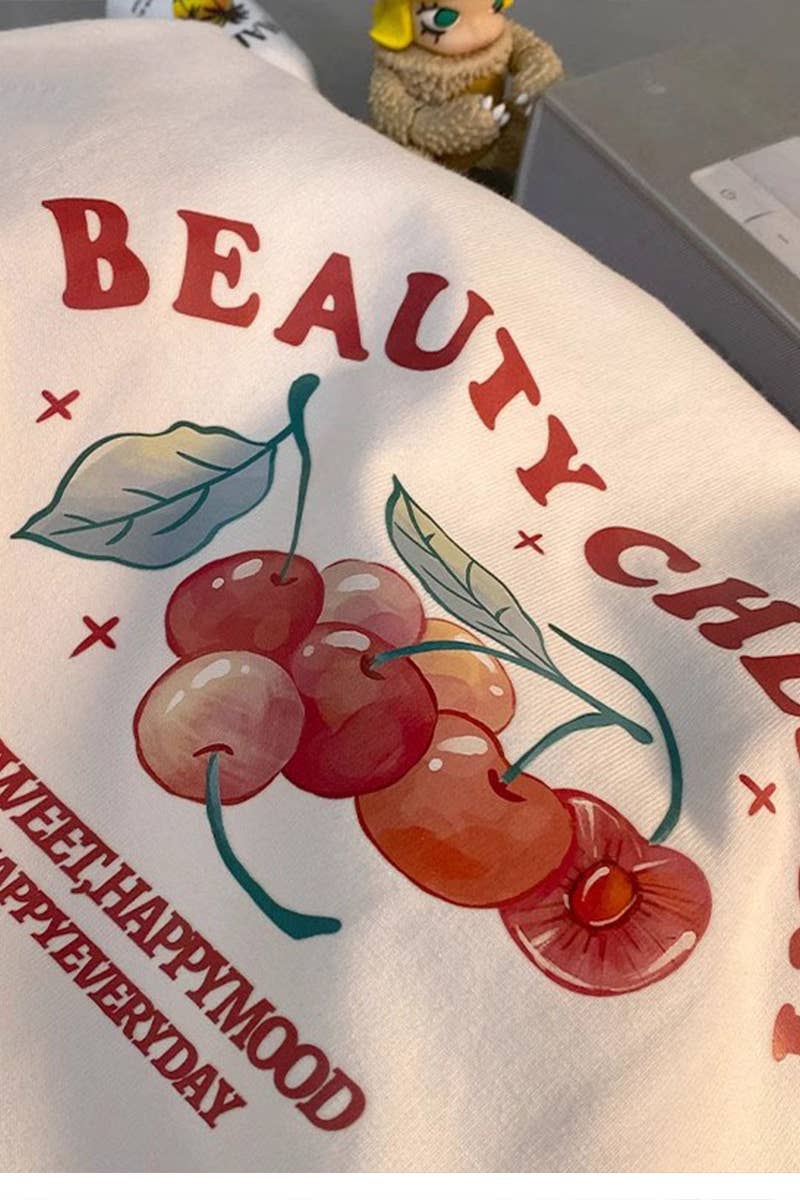 CWTTS0966_CHERRY PRINT CASUAL T SHIRT